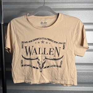 Morgan Wallen Cropped Tee - Beige by Rustee, Small
